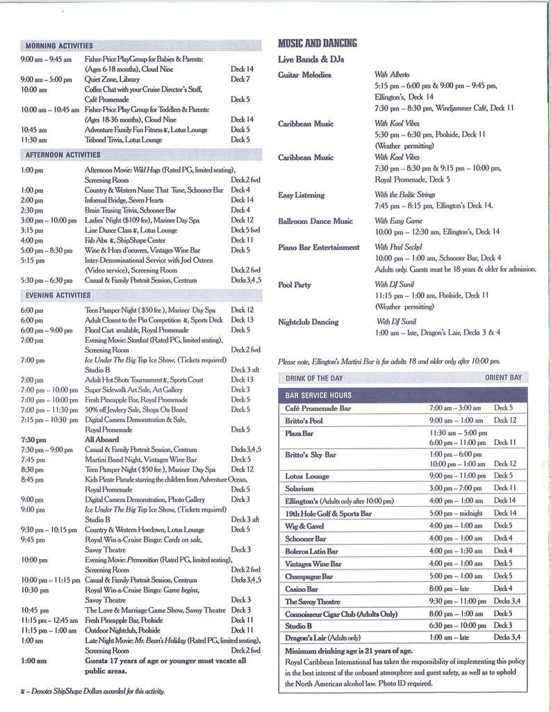 Mariner Compasses/Spa Menu 4/134/20/08 Eastern Royal Caribbean